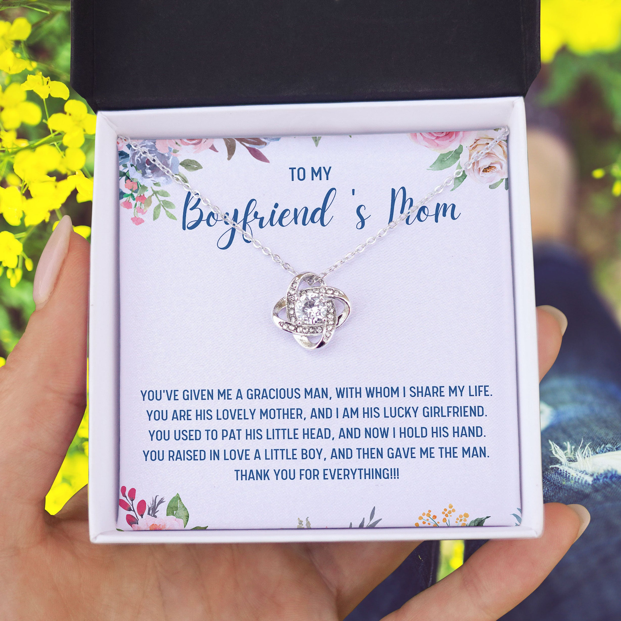 Mom Necklace To My Boyfriend's Mom You've Given Me A Gracious Man Love Knot Necklace