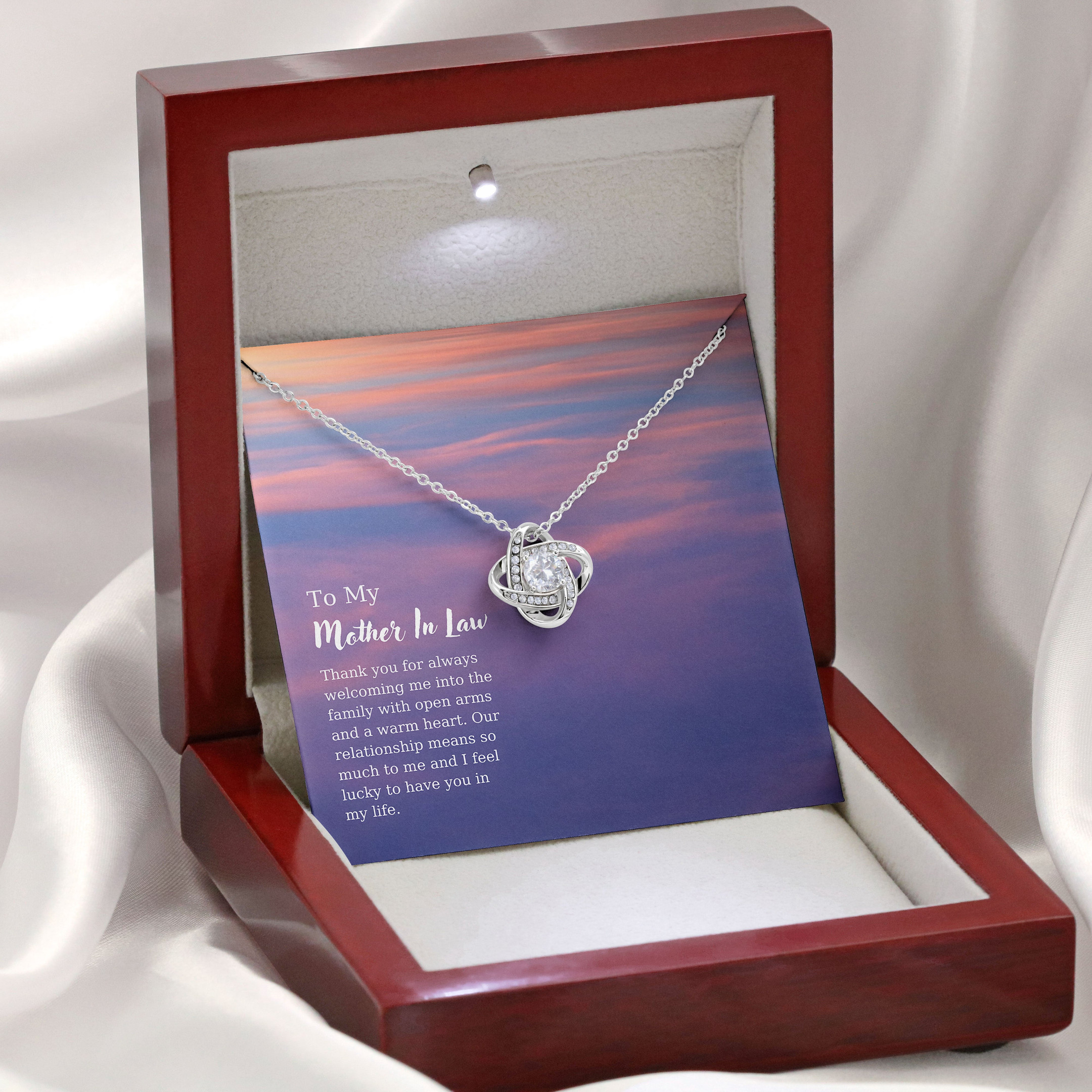 Mother In Law Necklace Thank You For Always Welcoming Me Love Knot Necklace