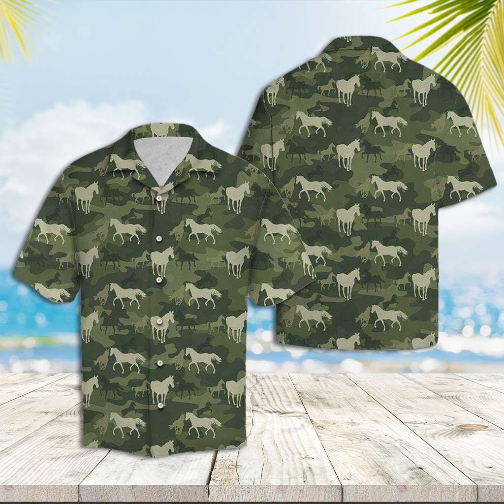 Camo Hawaiian Shirt Horse Camo Hawaiian Shirt