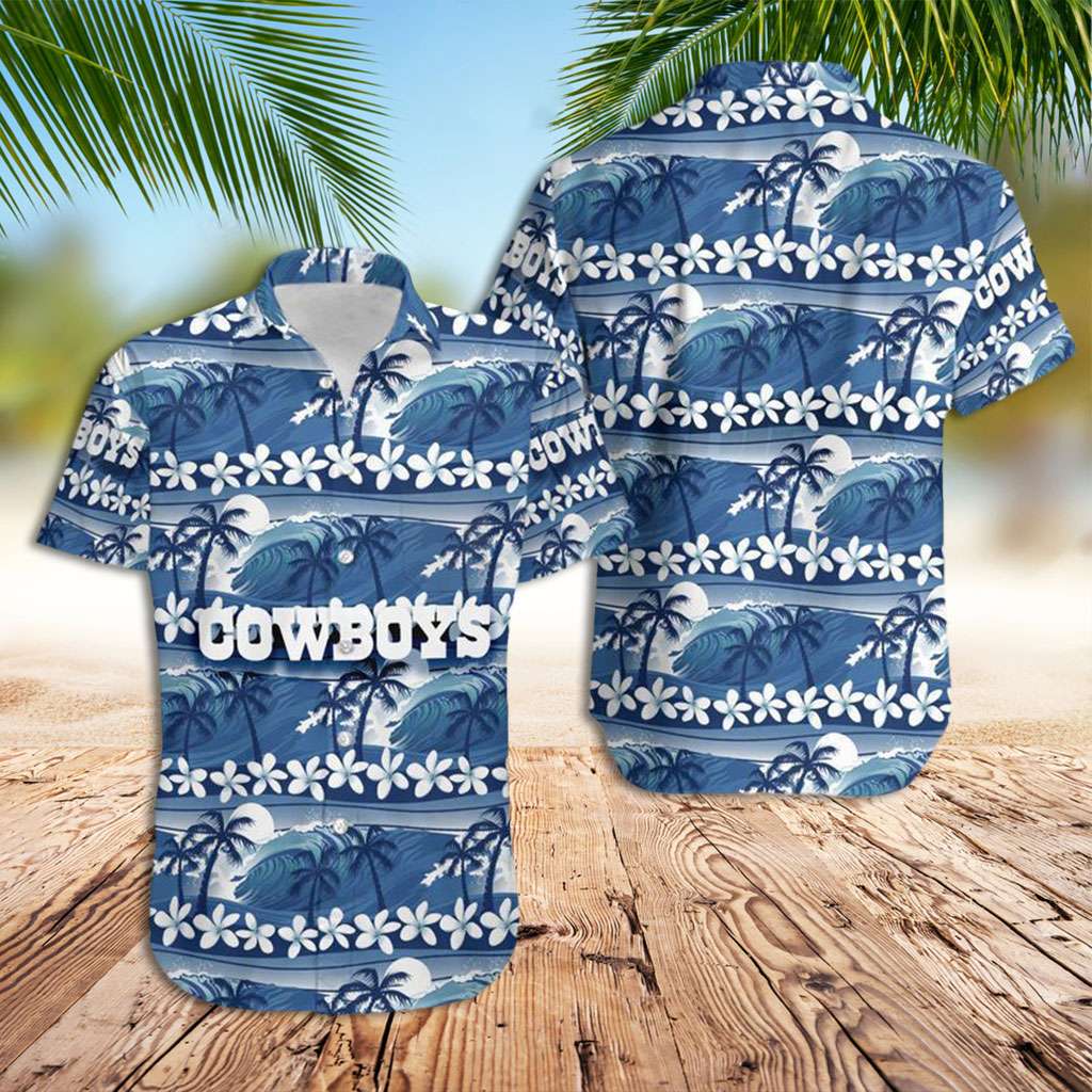 Dallas Cowboy Hawaiian Shirt Coconut Trees Hawaiian Shirt