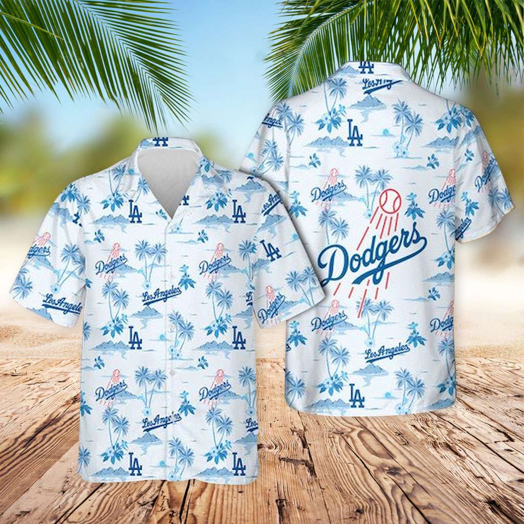 Dodgers Hawaiian Shirt LA Dodgers Blue Trees Hawaiian Shirt - Upfamilie  Gifts Store