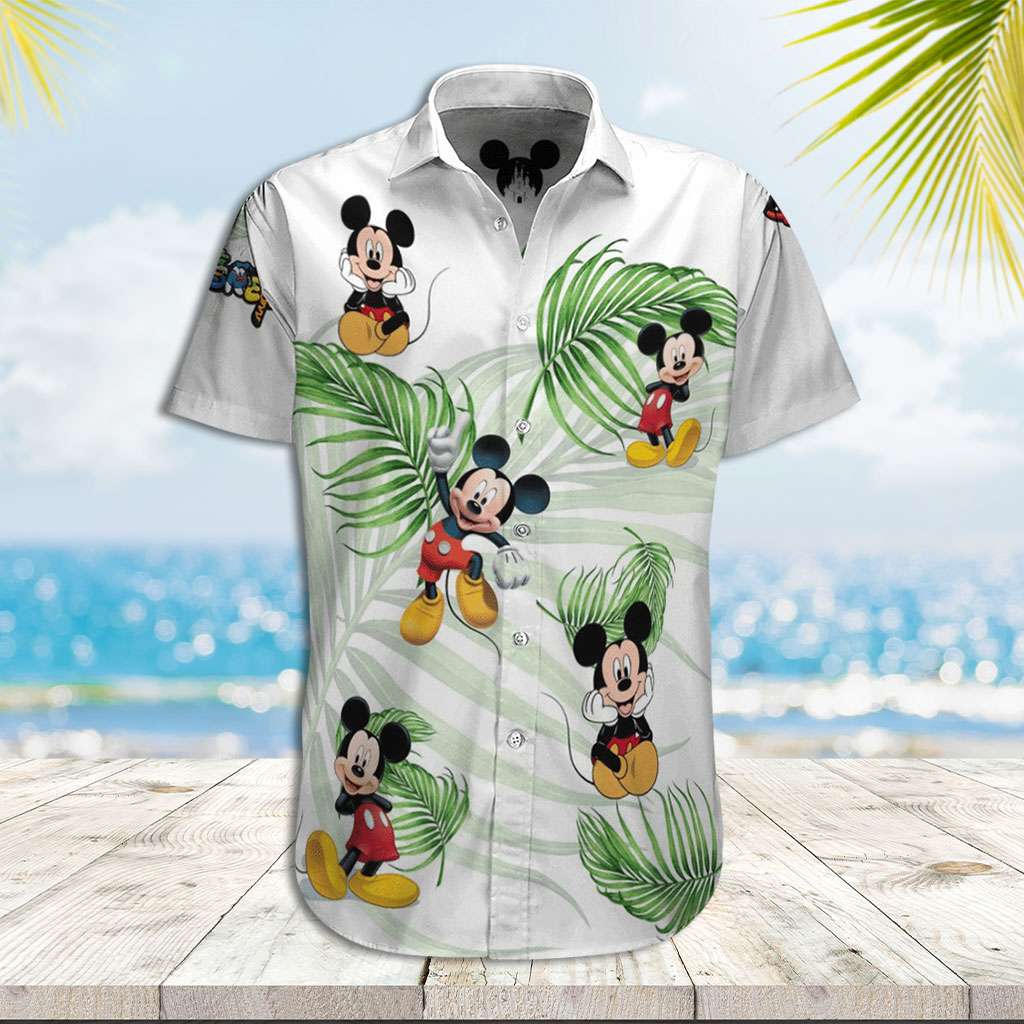 Mickey Mouse Hawaiian Shirt Mickey Palm Leaves Hawaiian Shirt