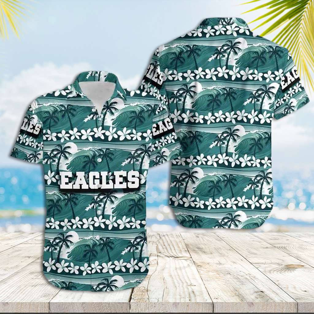 Philadelphia Eagles Hawaiian Shirt Coconut Trees Summer Aloha Hawaiian Shirt