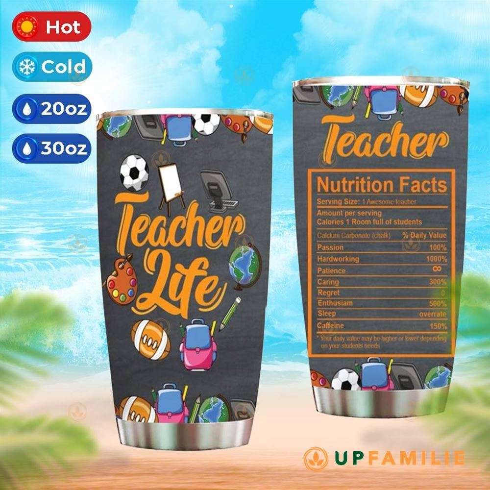 Teacher Tumbler Nutrition Facts Teacherlife Teacher Appreciation Gifts
