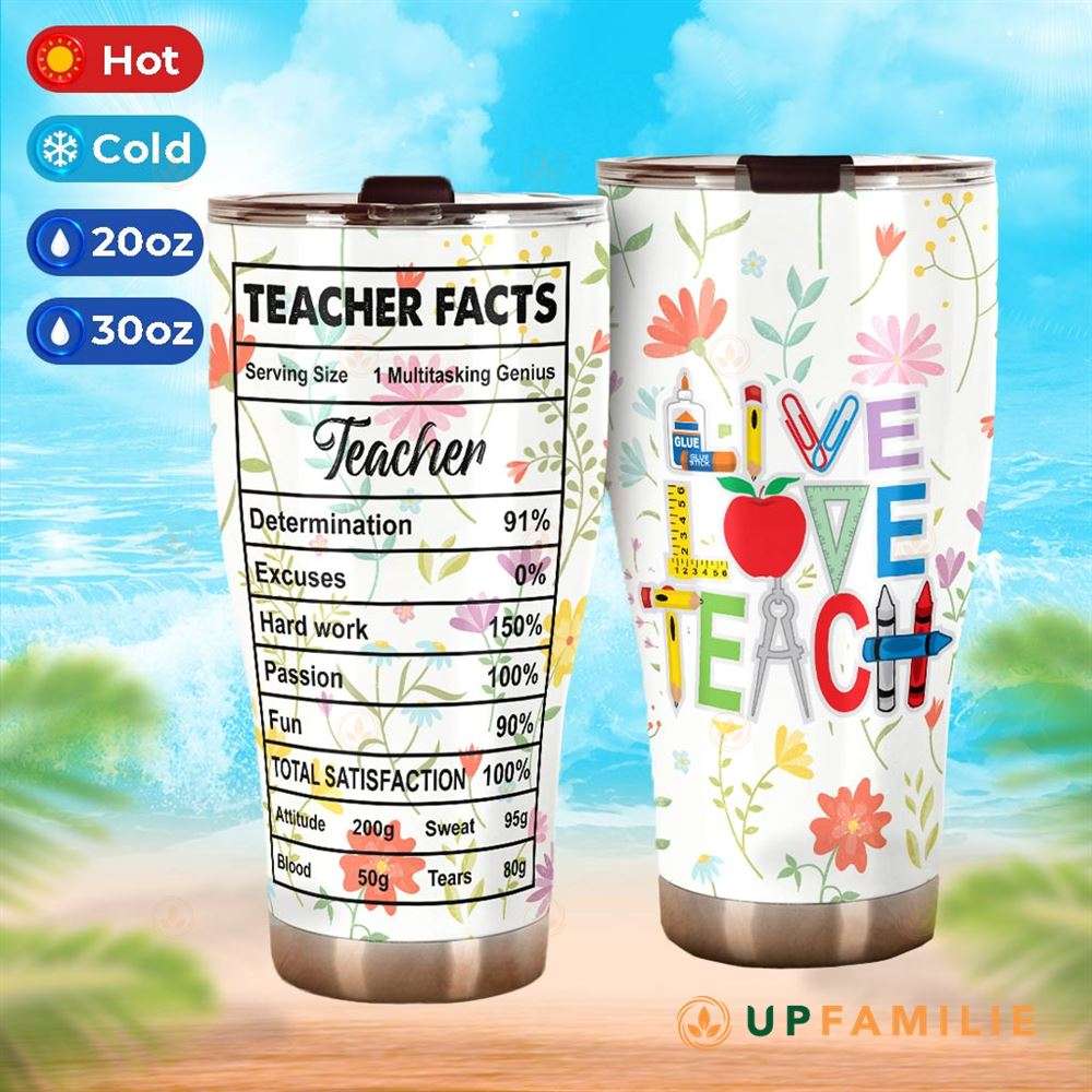 Teacher Tumbler Teacher Facts Live Love Teach Best Teacher Gifts