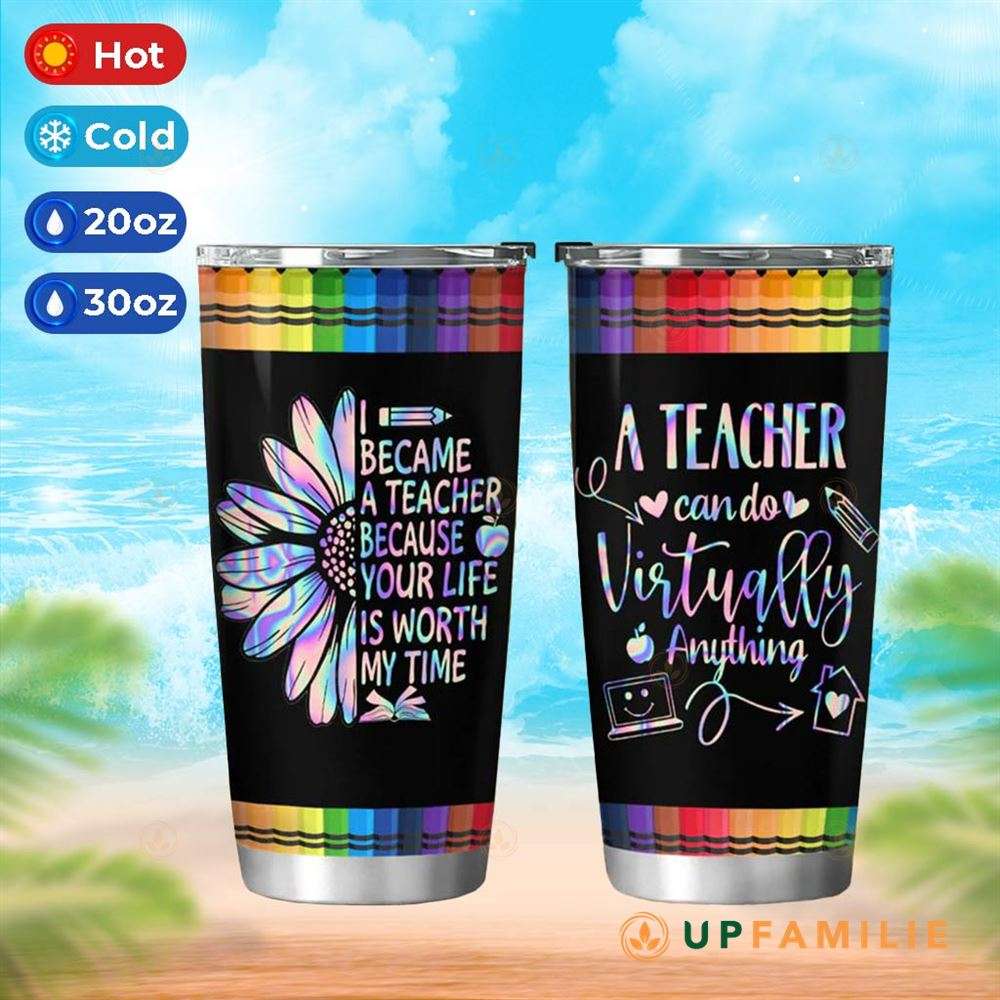 Teacher Tumbler Hologram Daisy Book Pencil Best Teacher Gifts
