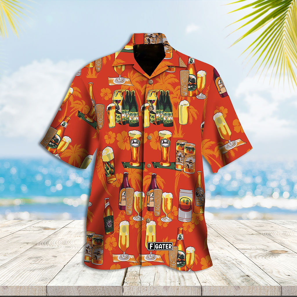 Orange Hawaiian Shirt Enjoy Drinking Beer Hawaiian Shirt