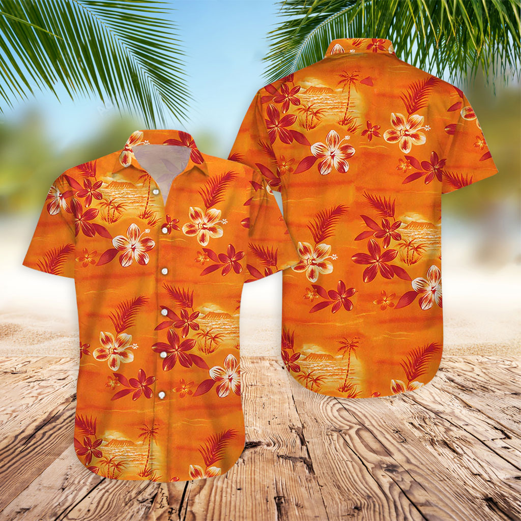 Orange Hawaiian Shirt Two Palms Moonlight Hawaiian Shirt