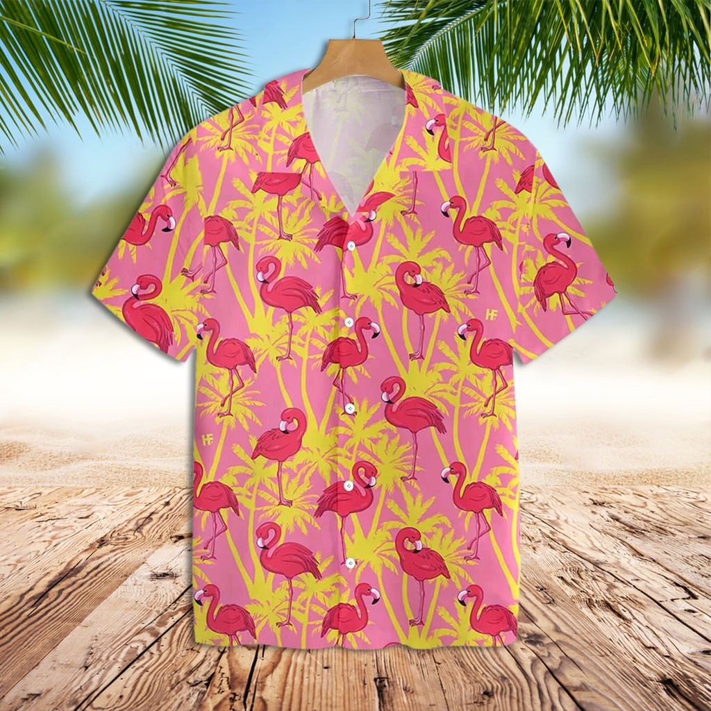 Pink Hawaiian Shirt Flamingo Pink And Yellow Hawaiian Shirt
