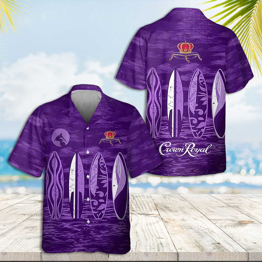 Purple Hawaiian Shirt Crown Royal Canadian Whisky Hawaiian Shirt