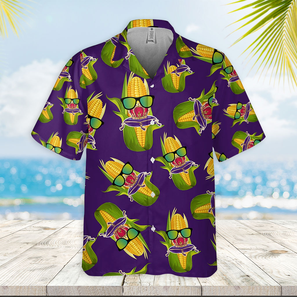Purple Hawaiian Shirt Crown Royal Swag Corn Hawaiian Shirt