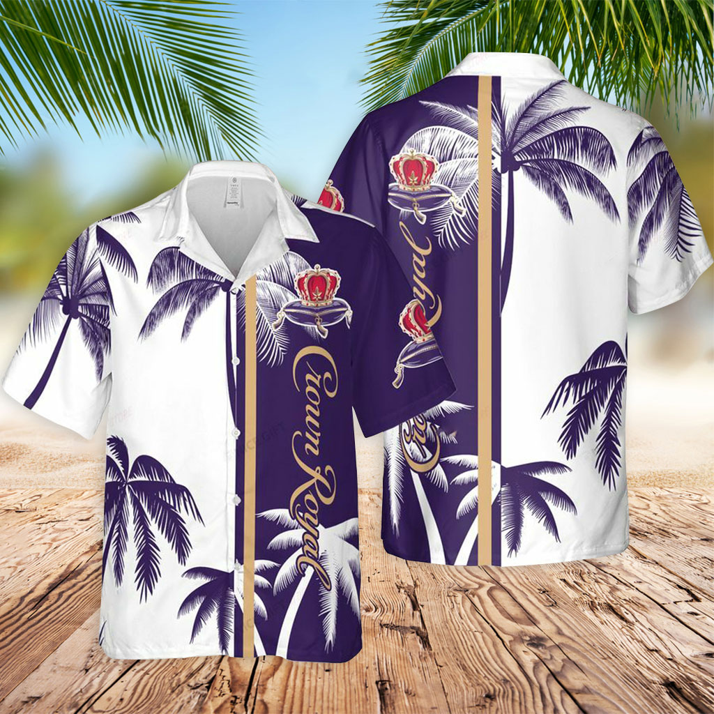 Purple Hawaiian Shirt Crown Royal White And Dark Purple Coconut Hawaiian Shirt