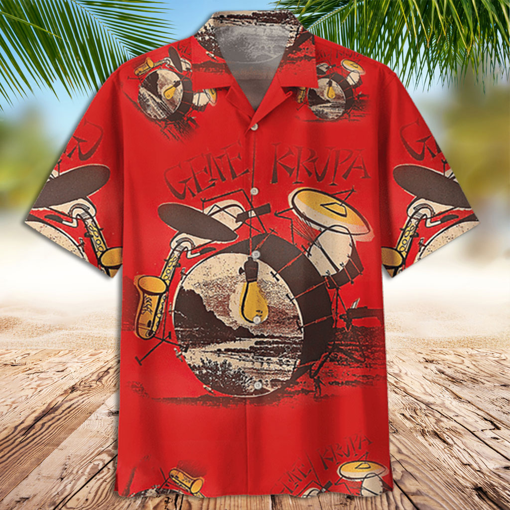 Red Hawaiian Shirt Drum Instrument Hawaiian Shirt