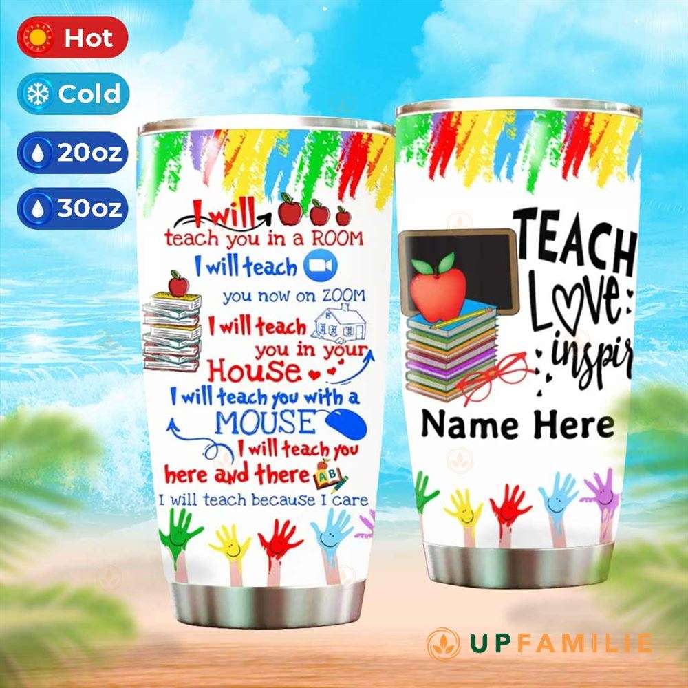Custom Crayon Teacher Tumbler Teach Love Inspire Teacher Appreciation Gifts