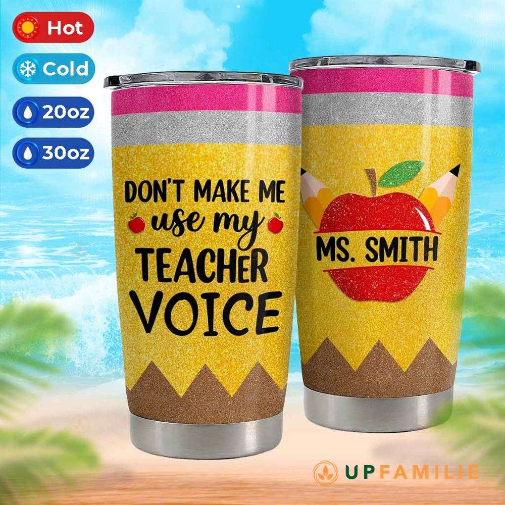 Personalized Teacher Tumbler Apple Crayon Unique Gift For Teacher