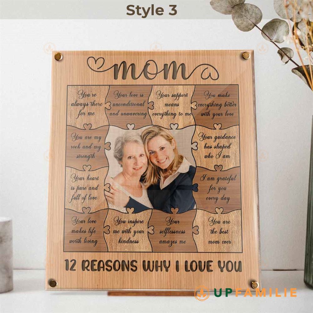 12 Reasons Why I Love You, Mom Photo Puzzle Piece Sign