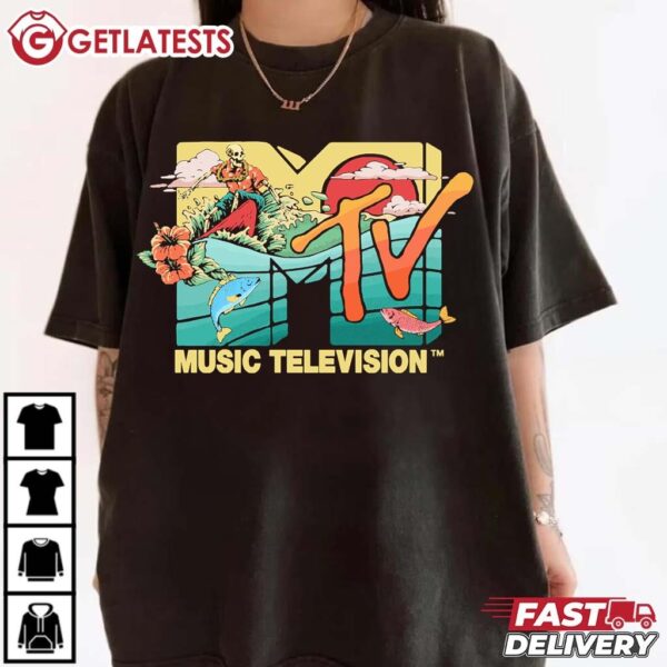 MTV Vintage Surfing Skeleton Logo T Shirt (1)