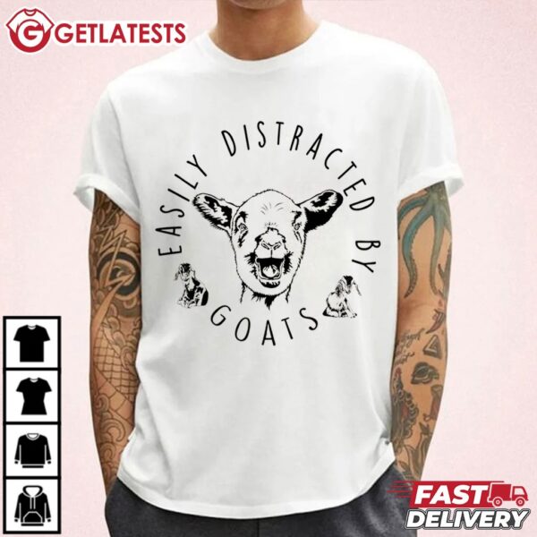 Easily Distracted By Goats Farmer T Shirt (3)