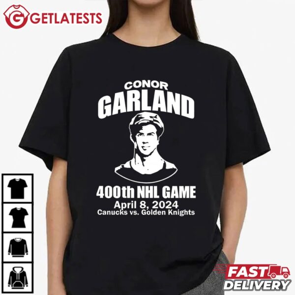 Conor Garland 400th NHL Game Canucks Vs Golden Knights T Shirt (3)