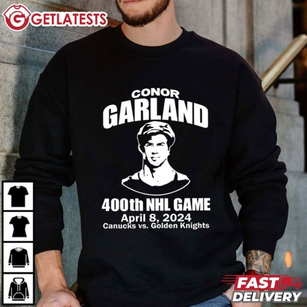 Conor Garland 400th NHL Game Canucks Vs Golden Knights T Shirt (4)