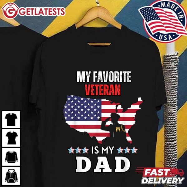Veterans Day My Favorite Veteran Is My Dad USA Flag T Shirt (1)