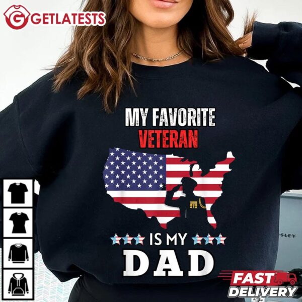Veterans Day My Favorite Veteran Is My Dad USA Flag T Shirt (2)
