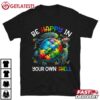 Autism Awareness Be Happy In Your Own Shell Puzzle Turtle T Shirt (1)
