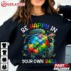 Autism Awareness Be Happy In Your Own Shell Puzzle Turtle T Shirt (2)