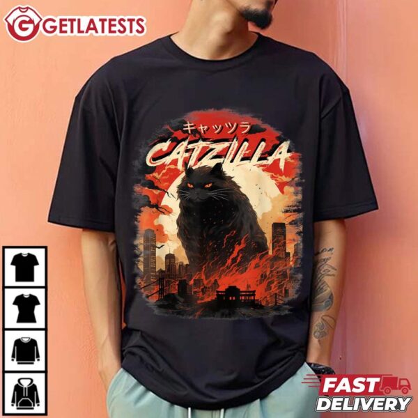 Catzilla Funny Cat Lover T Shirt (2)