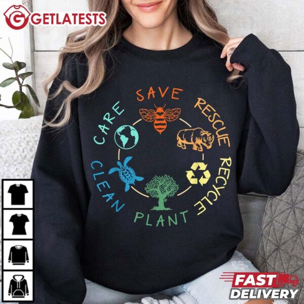 Save Bees Rescue Animals Recycle Plastic Earth Day 2024 T Shirt (3)