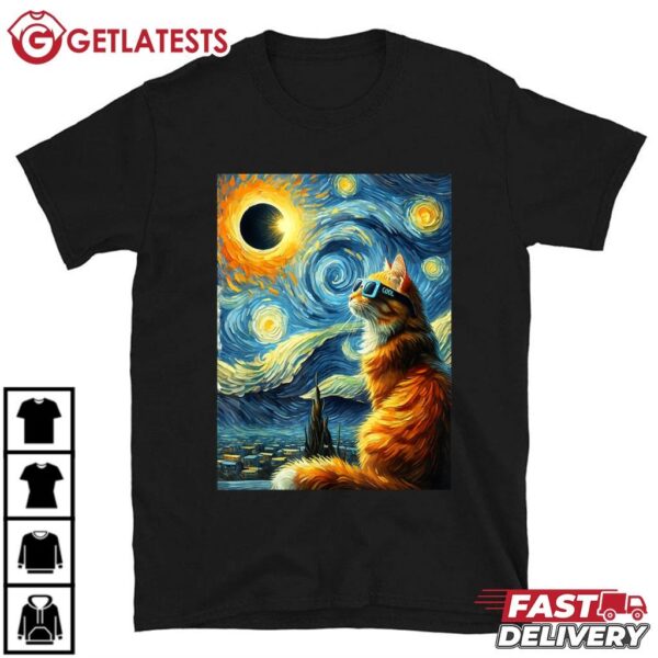 Total Solar Eclipse 2024 April 8 Cat Watching Totality Solar Eclipse T Shirt (1)