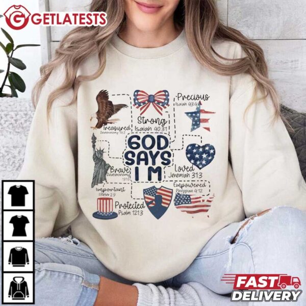 God Says I Am 4th of July Coquette T Shirt (4)