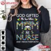 Autism Awareness Mom And Nurse Life Messy Bun T Shirt (2)