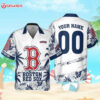Boston Red Sox Flower Pattern Custom Name And Number Hawaiian Shirt