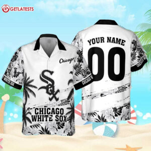 Chicago White Sox Flower Pattern Custom Name And Number Hawaiian Shirt