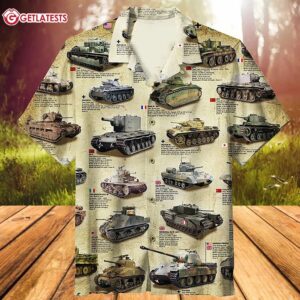 US Army Tanks WWII Hawaiian Shirt Tee