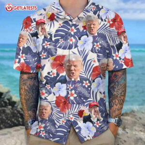 Trump Funny Face Tropical Hibiscus Hawaiian Shirt (1)