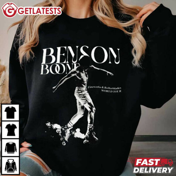 Benson Boone Vintage Fireworks And Rollerblades World Tour 2024 T Shirt (1)