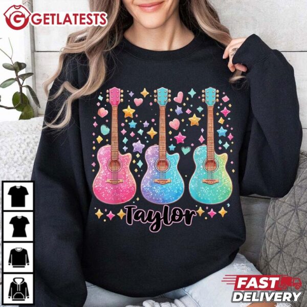 Girl Retro Guitar Player Name Custom T Shirt (1)