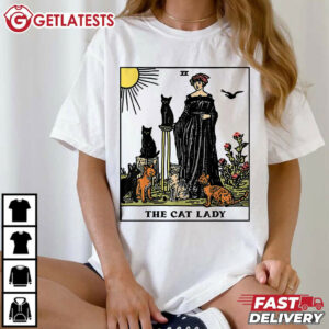 The Cat Lady Tarot Card Vintage Gothic T Shirt (1)