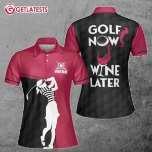 Custom Name Golf Now Wine Later Women's Polo Shirt
