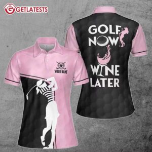 Golf Now Wine Later Custom Name Women's Polo Shirt