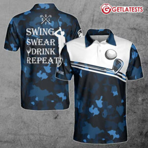Swing Swear Drink Repeat Golf Custom Name Polo Shirt (2)