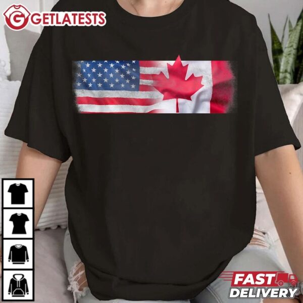 American Canadian Flags Friendship T Shirt (3)