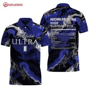 Michelob ULTRA Blue Abstract Liquid Marble Polo Shirt