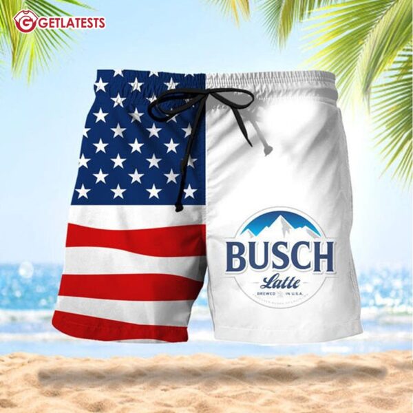 USA Flag Fourth Of July Busch Latte Hawaiian Shorts (2)