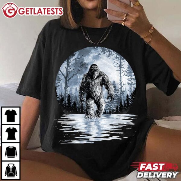 Bigfoot Under Moon Light Sasquatch T Shirt (2)