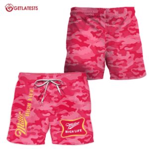 Miller High Life Pink Camouflage Hawaiian Shorts