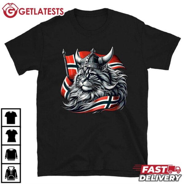 Norwegian Cat Viking Norway Flag T Shirt (1)