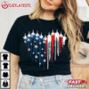 Fighter Jet Airplane American Flag Heart 4th Of July T Shirt (1)